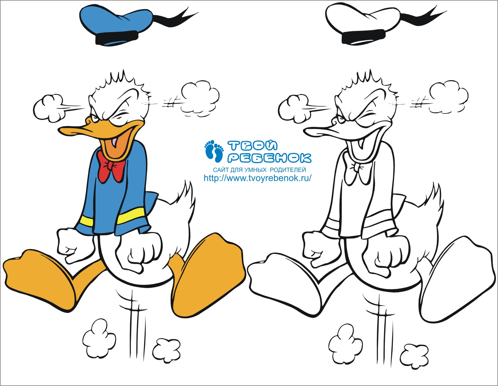 Раскраски героев диснеевских мультиков: Дональд Дак (Donald Duck) скачать