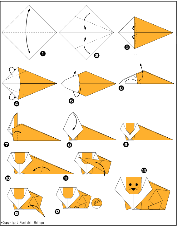 Мастерим животных оригами из бумаги со схемами для начинающих