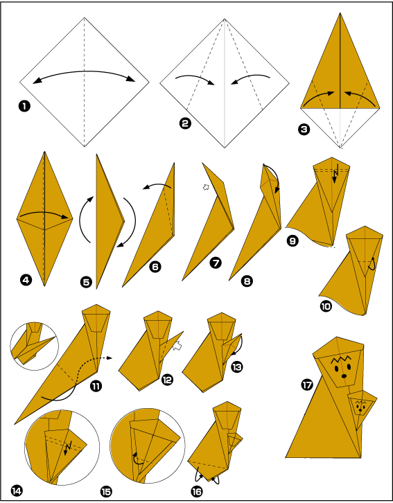 Оригами из бумаги схемы животных