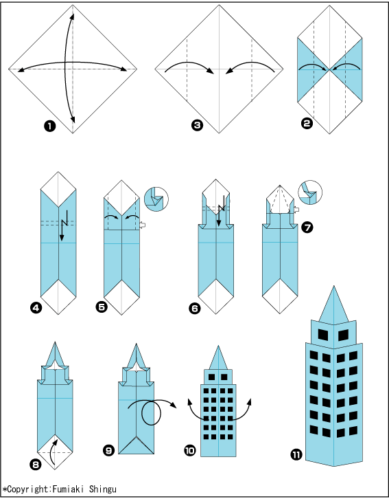 Схема сборки гонки оригами из бумаги